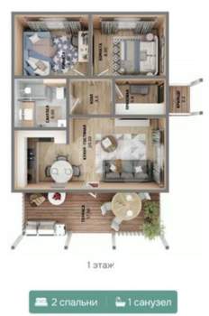 Дом 70м&sup2;, 1-этажный, участок 5 сот.  