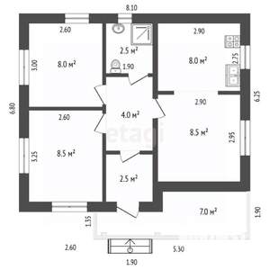Дом 49м&sup2;, 1-этажный, участок 5 сот.  