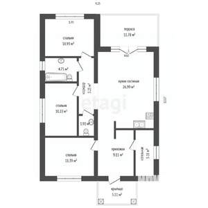 Дом 120м&sup2;, 1-этажный, участок 10 сот.  