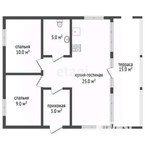 Дом 70м&sup2;, 1-этажный, участок 8 сот.  