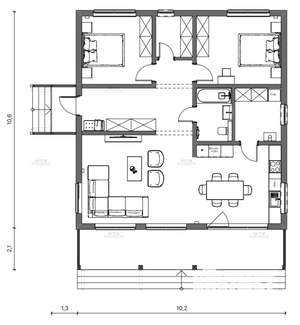 Дом 117м&sup2;, 1-этажный, участок 10 сот.  