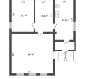 Дом 59м&sup2;, 1-этажный, участок 6 сот.  