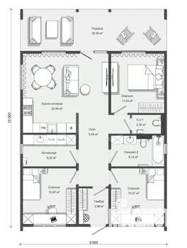 Дом 105м&sup2;, 1-этажный, участок 5 сот.  