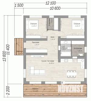 Дом 117м&sup2;, 1-этажный, участок 10 сот.  