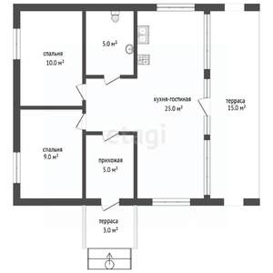 Дом 70м&sup2;, 1-этажный, участок 6 сот.  