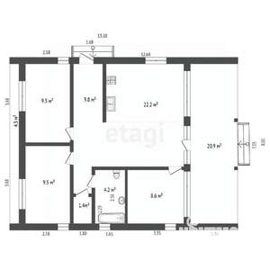 Дом 90м&sup2;, 1-этажный, участок 6 сот.  