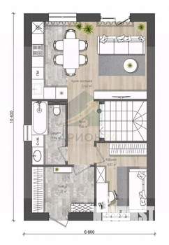 Дом 105м&sup2;, 2-этажный, участок 5 сот.  