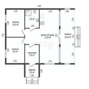 Дом 70м&sup2;, 1-этажный, участок 10 сот.  