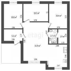 Дом 74м&sup2;, 1-этажный, участок 13 сот.  