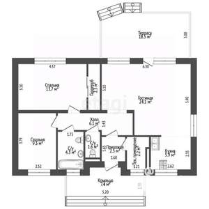 Дом 120м&sup2;, 1-этажный, участок 9 сот.  