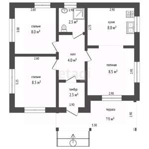 Дом 49м&sup2;, 1-этажный, участок 18 сот.  