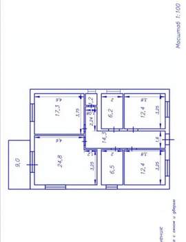 Дом 106м&sup2;, 1-этажный, участок 4 сот.  
