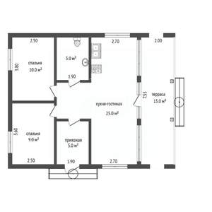 Дом 70м&sup2;, 1-этажный, участок 10 сот.  