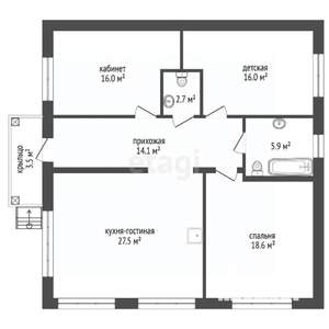Дом 105м&sup2;, 1-этажный, участок 7 сот.  