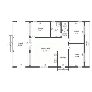 Дом 90м&sup2;, 1-этажный, участок 8 сот.  