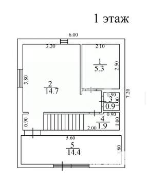 Дом 60м&sup2;, 2-этажный, участок 10 сот.  
