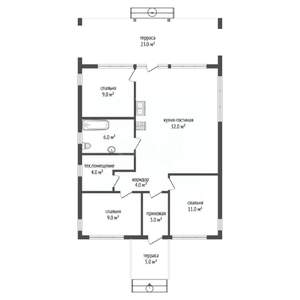 Дом 102м&sup2;, 1-этажный, участок 6 сот.  