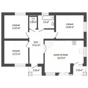 Дом 105м&sup2;, 1-этажный, участок 15 сот.  