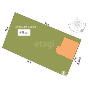 Дом 58м&sup2;, 1-этажный, участок 6 сот.  