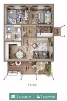 Дом 70м&sup2;, 1-этажный, участок 10 сот.  