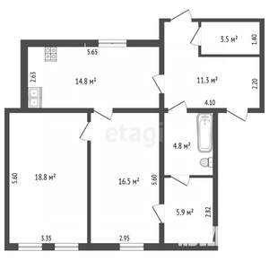 Дом 76м&sup2;, 1-этажный, участок 8 сот.  