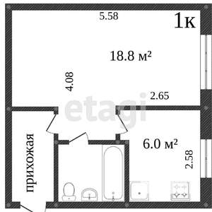 1-к квартира, на длительный срок, 31м2, 4/5 этаж