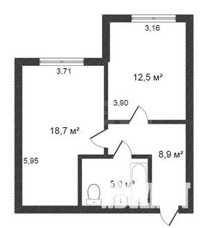 1-к квартира, на длительный срок, 42м2, 12/18 этаж