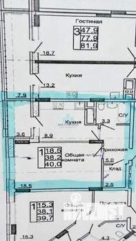 1-к квартира, вторичка, 39м2, 7/20 этаж