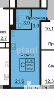 Студия квартира, вторичка, 30м2, 11/18 этаж
