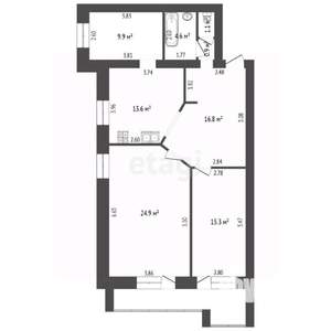 3-к квартира, вторичка, 87м2, 3/3 этаж