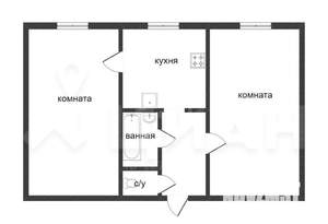 2-к квартира, вторичка, 51м2, 3/3 этаж