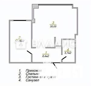 2-к квартира, вторичка, 67м2, 12/16 этаж