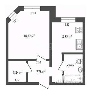 1-к квартира, вторичка, 41м2, 1/17 этаж