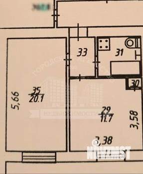 2-к квартира, вторичка, 39м2, 9/9 этаж
