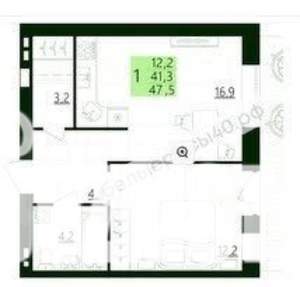 1-к квартира, вторичка, 47м2, 1/3 этаж