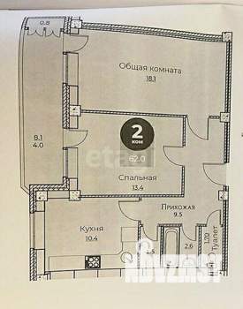 2-к квартира, строящийся дом, 62м2, 10/12 этаж