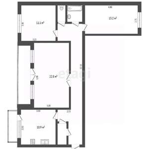 3-к квартира, вторичка, 85м2, 2/5 этаж