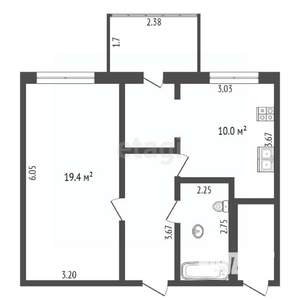 1-к квартира, вторичка, 42м2, 1/6 этаж