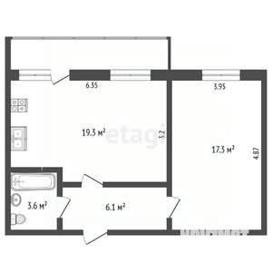 2-к квартира, вторичка, 51м2, 1/3 этаж