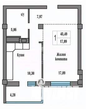 1-к квартира, вторичка, 45м2, 4/8 этаж