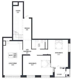 5-к квартира, вторичка, 256м2, 20/22 этаж