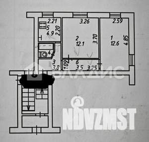 2-к квартира, вторичка, 39м2, 1/2 этаж