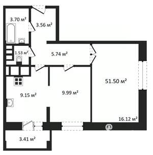 2-к квартира, вторичка, 52м2, 4/9 этаж