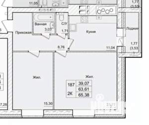 2-к квартира, вторичка, 65м2, 6/9 этаж