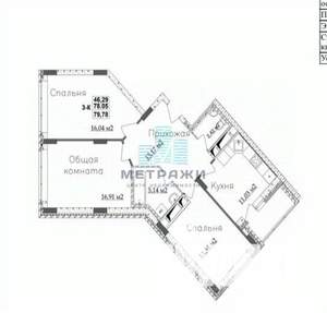 3-к квартира, вторичка, 80м2, 2/15 этаж