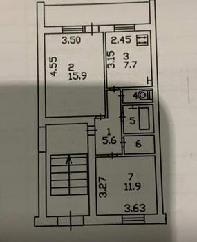 2-к квартира, вторичка, 47м2, 1/6 этаж