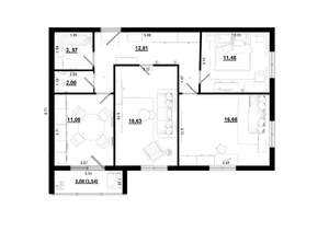 3-к квартира, вторичка, 76м2, 1/4 этаж