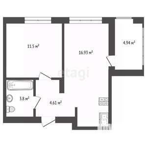 1-к квартира, вторичка, 39м2, 7/16 этаж