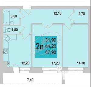 2-к квартира, вторичка, 68м2, 5/9 этаж