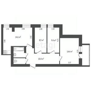 3-к квартира, вторичка, 63м2, 9/10 этаж